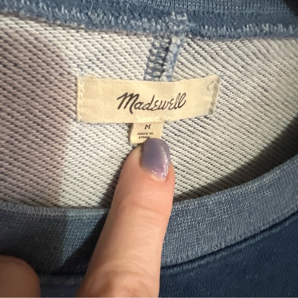 Madewell Indigo-Dyed Patchwork Sweatshirt M - Picture 6 of 10